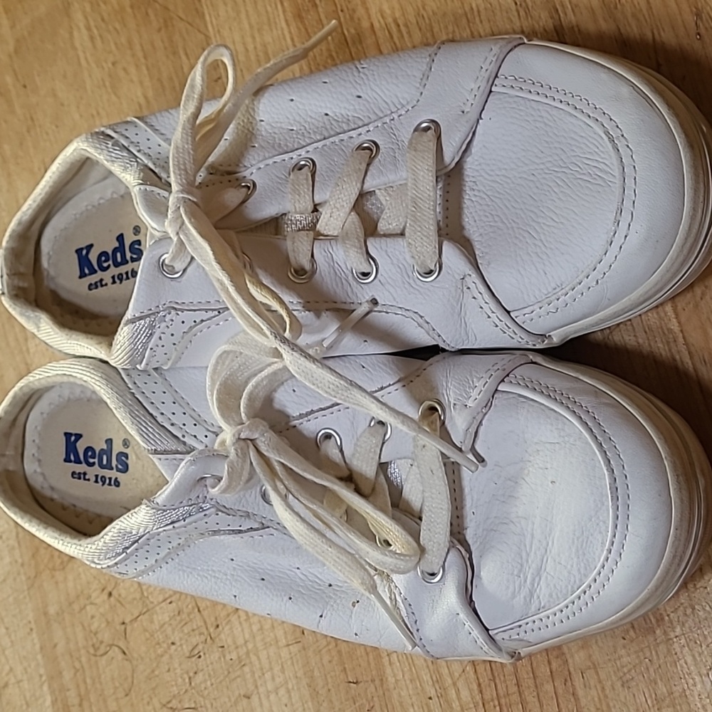 Keds Shoes Womens 9 White Slip On Lace Up Mules Sneakers Leather